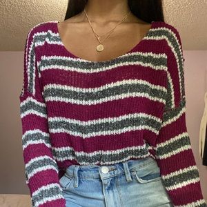 pink striped sweater